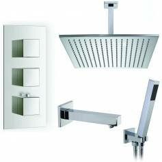 Coban Thermostatic Shower Mixer Kit with 400mm Square Head - Hand Held &amp; Bath Filler Tap 
