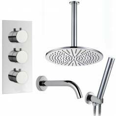 Coban Thermostatic Shower Mixer Kit with 300mm Round Head - Hand Held &amp; Bath Filler Tap 