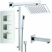 Ravana Shower with 8&quot; Square Head, Bath Filler and Handheld 