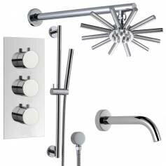 Ravana Thermostatic Shower Mixer Kit with 220mm Star Head - Hand Held &amp; Bath Filler Tap 