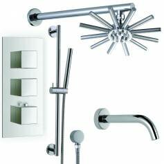 Ravana Thermostatic Shower Mixer Kit with 220mm Star Head - Hand Held &amp; Bath Filler Tap 