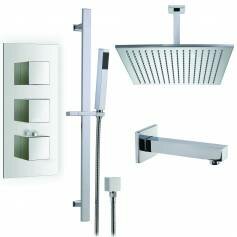 Borov Thermostatic Shower Mixer Kit with 400mm Square Head - Hand Held &amp; Bath Filler Tap 