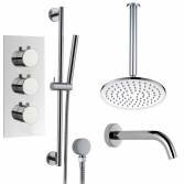 Borov Shower with 8&quot; Round Head, Bath Filler and Handheld 