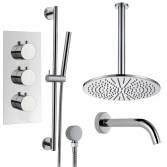 Borov Shower with 12&quot; Round Head, Bath Filler and Handheld 