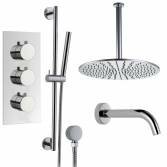 Borov Shower with 16&quot; Round Head, Bath Filler and Handheld 