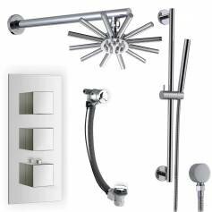 Serio hower Mixer Kit with 220mm Star Head - Hand Held &amp; Overflow Bath Filler Tap 