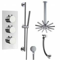 Prenn Thermostatic Shower Mixer Kit with 220mm Star Head - Hand Held &amp; Overflow Bath Filler Tap 