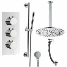 Prenn Thermostatic Shower Mixer Kit with 300mm Round Head - Hand Held &amp; Overflow Bath Filler Tap 