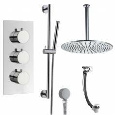 Prenn Thermostatic Shower Mixer Kit with 400mm Round Head - Hand Held &amp; Overflow Bath Filler Tap 