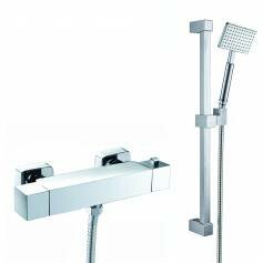 Square Thermostatic Bar Mixer Shower Kit with Hand Held Head 
