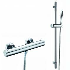 Round Thermostatic Bar Mixer Shower Kit with Hand Held Head 