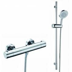 Cheap Showers - Round Thermostatic Bar Mixer Kit with Multi-Function Hand Held Head 