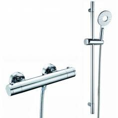 Round Thermostatic Bar Mixer Shower Kit with Ring Hand Held Head 