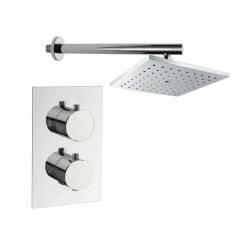 Cheap Showers - Dagna Chrome Effect Thermostatic Mixer Kit with 180mm Square Head 