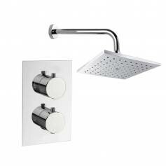 Gabon Chrome Effect Thermostatic Shower Mixer Kit with 180mm Square Head 