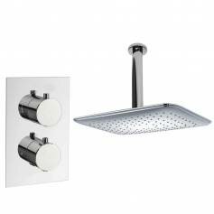 Tugela Chrome Effect Thermostatic Shower Mixer Kit with 360x250mm Rectangular Head 