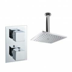 Tugela Chrome Effect Thermostatic Shower Mixer Kit with 180mm Square Head 