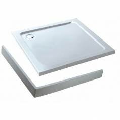Square Stone Easy Plumb Shower Enclosure Tray with Legs &amp; Panel - 700x700mm 