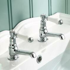 Regal Twin Hot &amp; Cold Traditional Chrome Lever Basin Sink Taps 