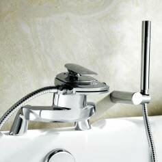 Oshi Surface Mounted Waterfall Bath Mixer Tap with Hand Held Shower Head 