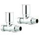 Straight chrome towel rail rad radiator tap valves 15x15mm 