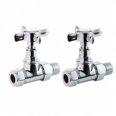 Victoria Traditional Straight Towel Radiator Valves - 15mm Connection 