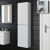 1400mm Trent Gloss White Tall Wall Mounted Storage Cabinet