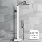 200mm Square Head & Hand Held - Exposed Thermostatic Mixer Shower Kit - Camaya Finest