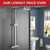 200mm Square Head - Exposed Thermostatic Mixer Shower Kit - Value Range