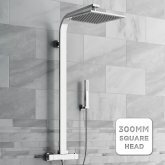 300mm Square Head & Hand Held - Exposed Thermostatic Mixer Shower Kit - Camaya Finest