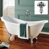 Victoria Traditional Roll Top Double Slipper Bath with Ball Feet - 1760mm