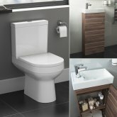 Cesar Toilet & 400mm Slimline Basin Cabinet Cloakroom Set - Walnut