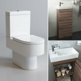 Clermont Toilet & 400mm Slimline Basin Cabinet Cloakroom Set - Walnut