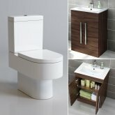 Clermont Toilet & 600mm Avon Basin Cabinet Set - Walnut