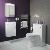 Cloakroom Back To Wall Toilet, Unit & Semi Basin Pedstal Set - Gloss White