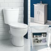 Crosby Toilet & 550mm Quartz Basin Cabinet Set - Gloss White