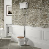 Georgia Traditional Toilet with High-Level Cistern - Oak Finish Seat