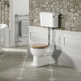 Georgia Traditional Toilet with Low-Level Cistern - Oak Finish Seat