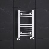 650x400mm White Straight Rail Ladder Towel Radiator - Polar Basic