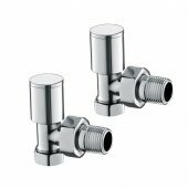 Angled Radiator Valves - Heavy Duty Polished Chrome Plated Brass - Standard 15mm Connection